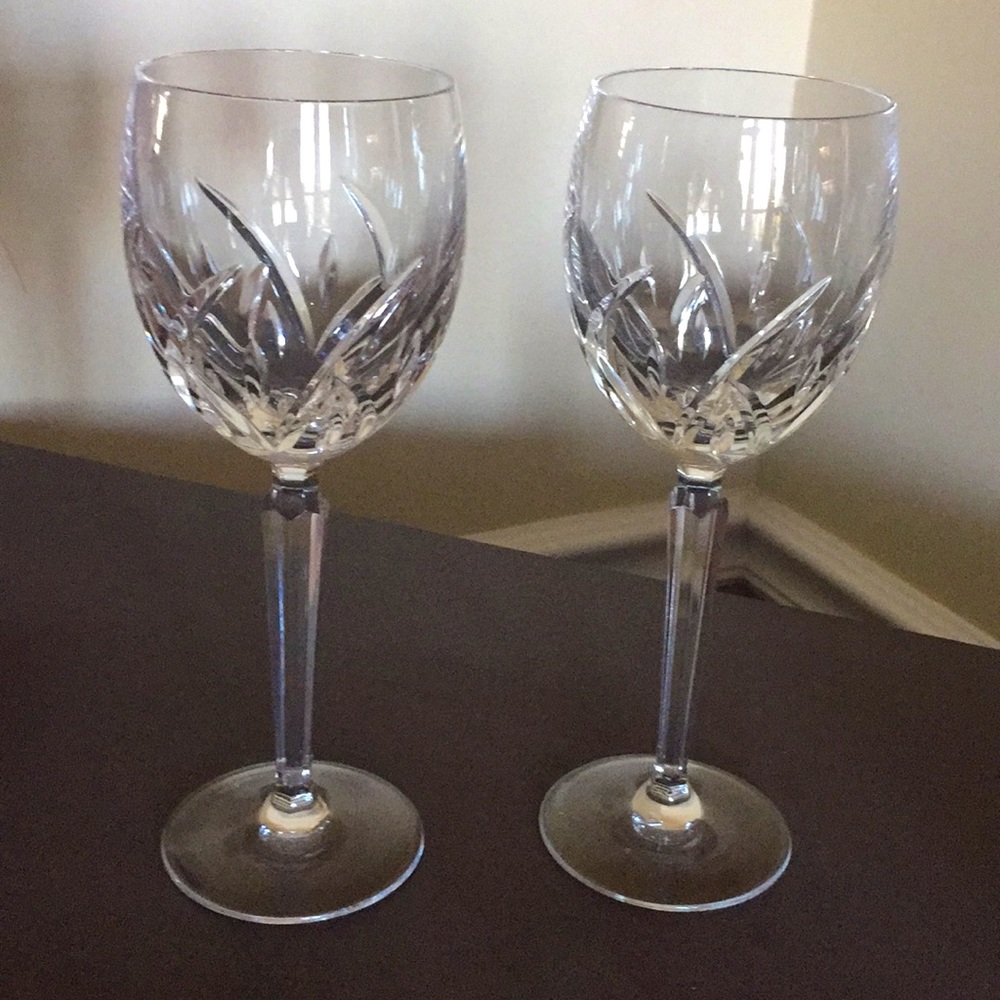 Set of 2 Waterford Lucerne Crystal Wine Glasses